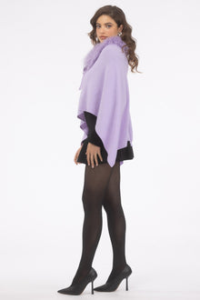 Select Cashmere And Merino Wool Blend Poncho With Select Mongolian Lamb Collar | Women | Lilac