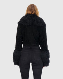 Select Cashmere Goat Bolero With Select Mongolian Goat Collar And Cuffs | Black