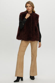 Select Cashmere Goat Collarless Vest | Women | Burgundy