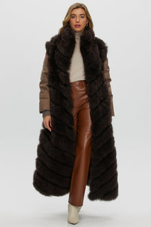 Select Cashmere Goat Diagonal Coat With Loro Piana Cashmere Sleeves And Back | Women | Brown x Brown