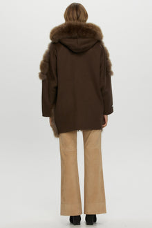 Select Cashmere Goat Diagonal Parka With Loro Piana Cashmere Sleeves And Back | Women | Brown x Brown