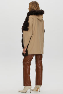 Select Cashmere Goat Diagonal Parka With Loro Piana Cashmere Sleeves And Back | Women | Brown x Taupe