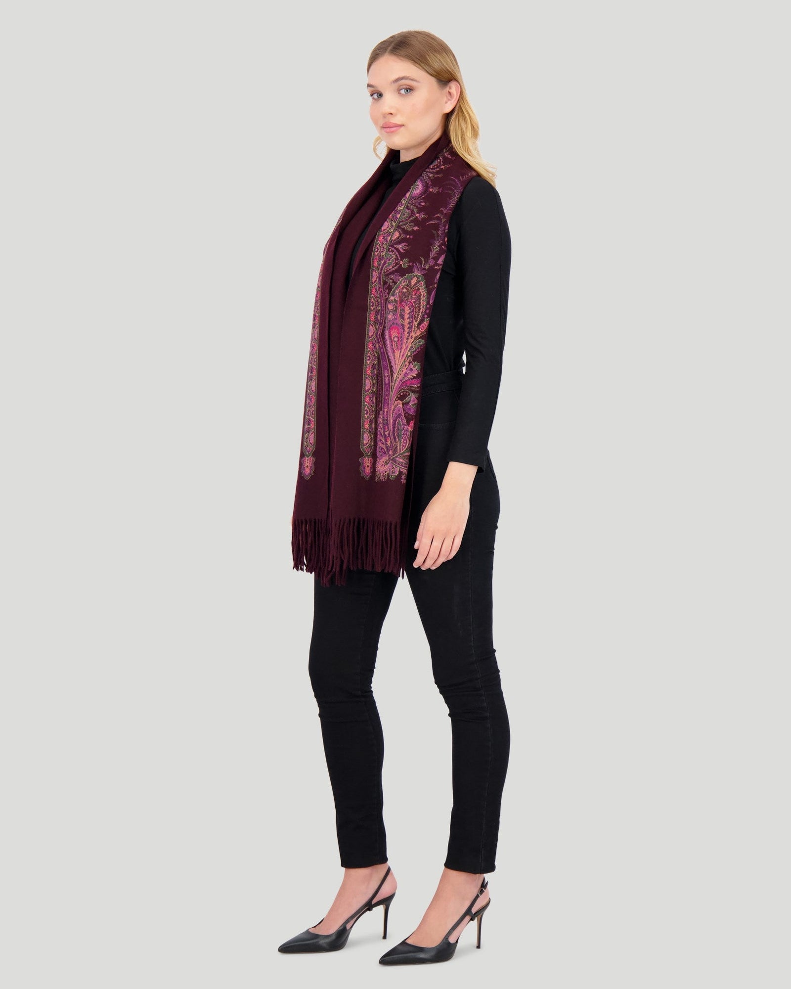 Select Cashmere Stole | Women | Wine Paisley