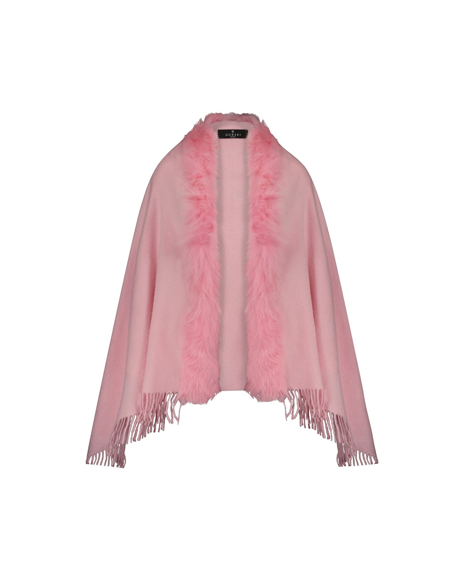 Select Cashmere Stole With Toscana Shearling Lamb Trim | Women | Light Pink