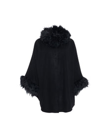 Select Cashmere & Wool Cape With Select Lamb Trim | Women | Black