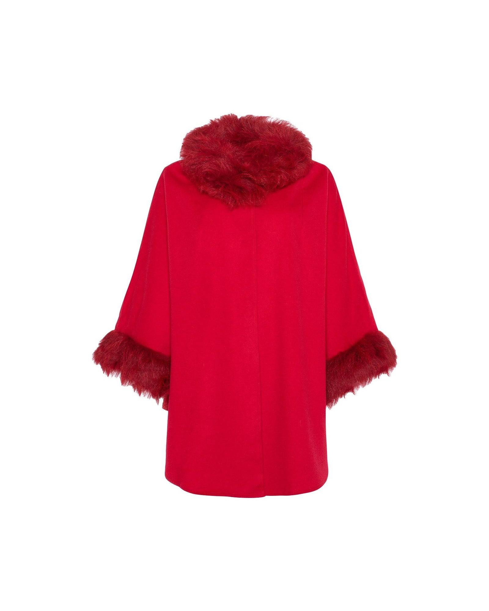 Select Cashmere & Wool Cape With Select Lamb Trim | Women | Red