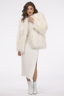 Select Lamb Collarless Jacket | Women | Ivory