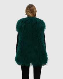 Select Mongolian Goat Zip Vest | Forest Green