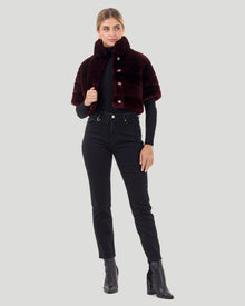 Select Shearling Lamb Bolero With Cropped Sleeves | Women | Burgundy