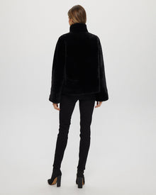 Select Shearling Lamb Chevron Jacket With Horizontal Bottom | Women | Black (V1)