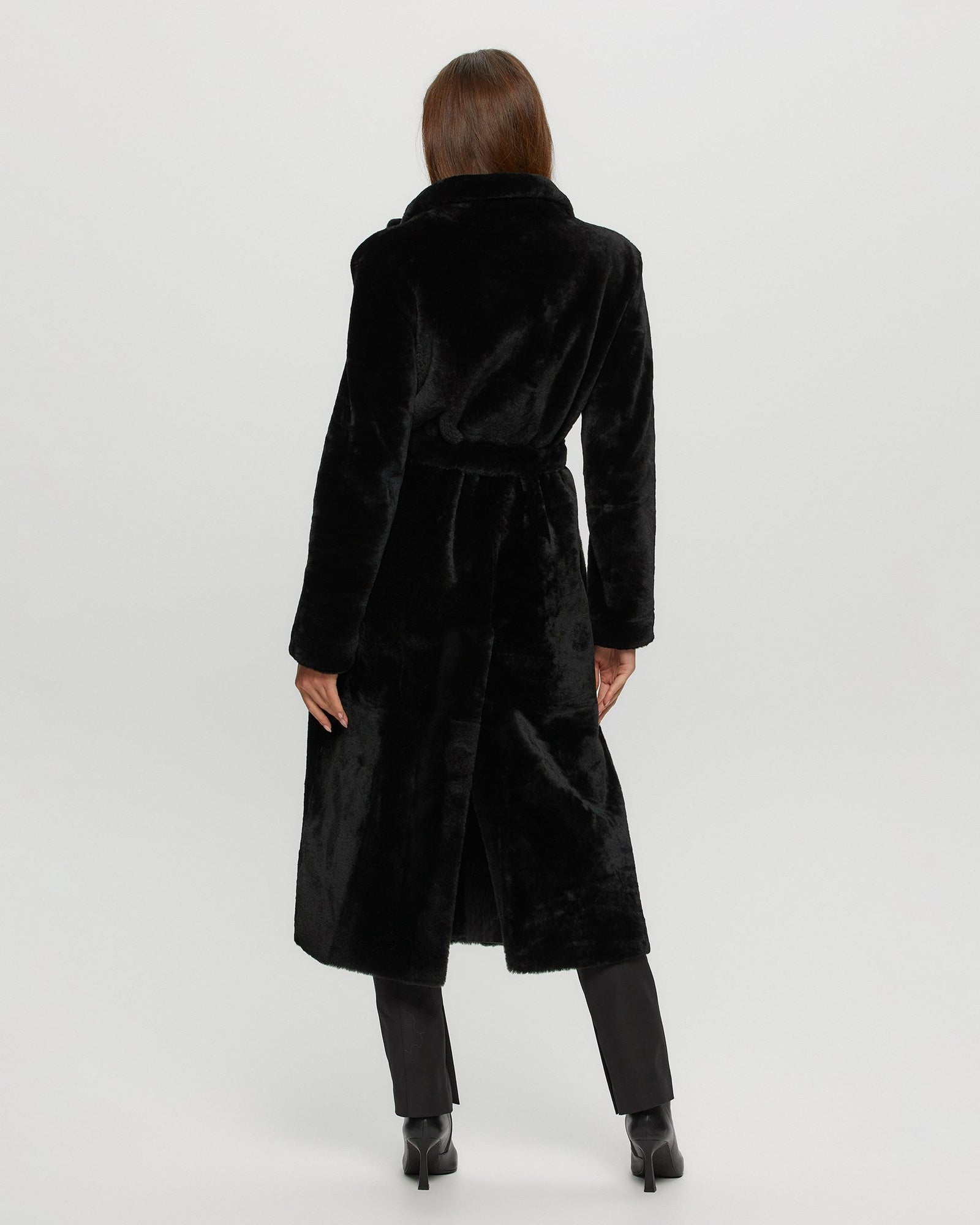 Select Shearling Lamb Coat, Belt | Women | Black