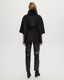 Select Wool Belted Cape With Toscana Shearling Lamb Collar | Women | Black