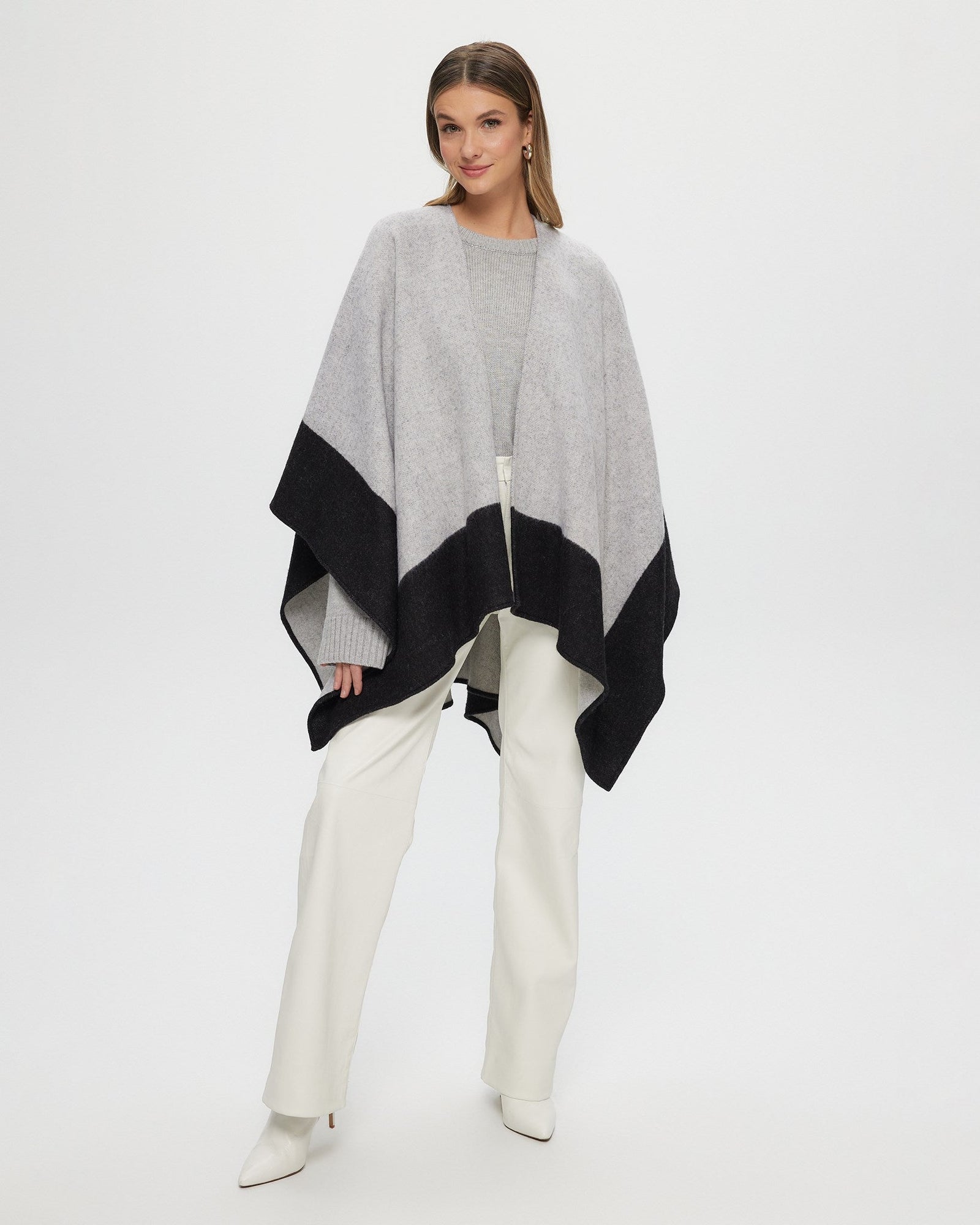 Select Wool Knit Shawl | Women | Black x Gray