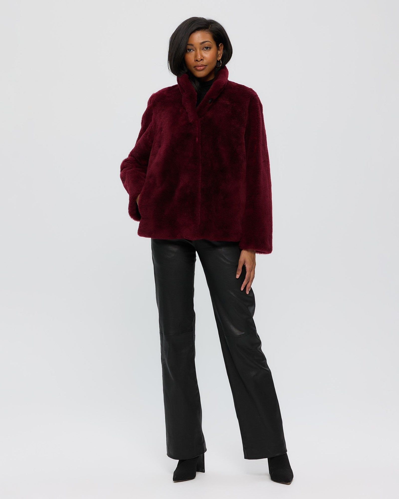 Sheared Cashmere Goat Jacket | Women | Burgundy