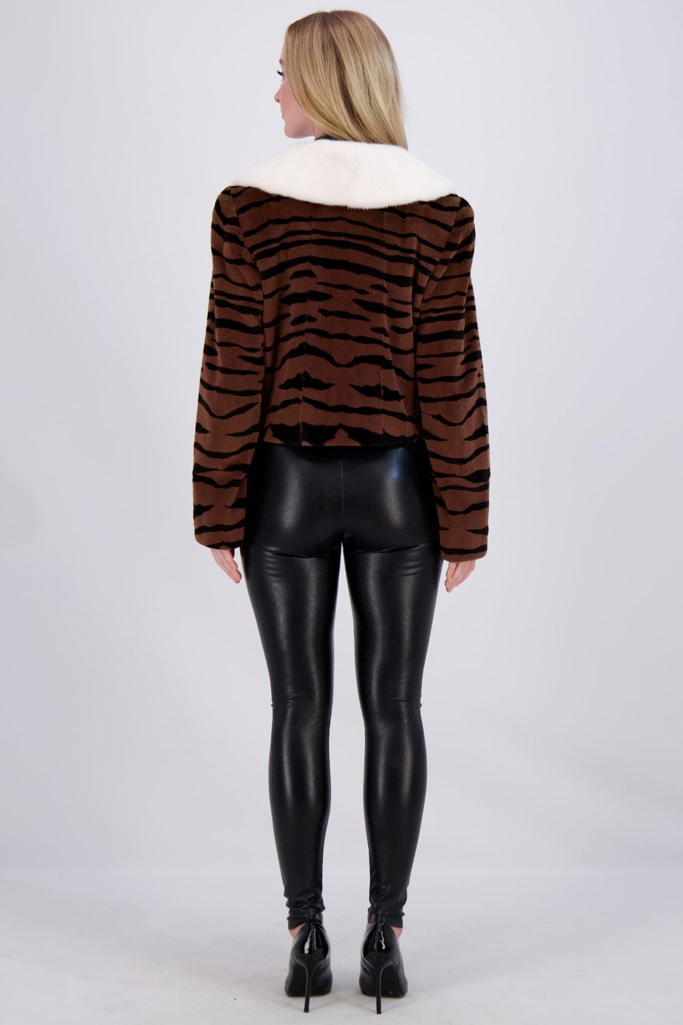 Sheared Mink Jacket | Women | Brown Tgr Print