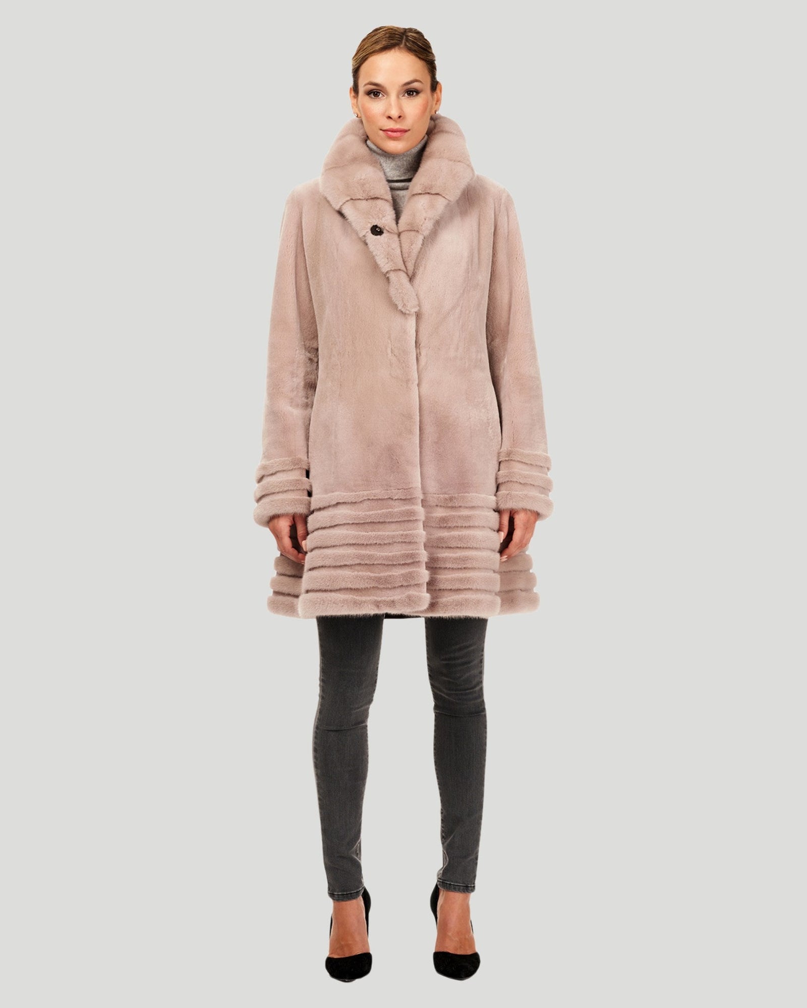 Sheared Mink Reversible Short Coat | Women | Blush