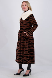 Sheared Mink Short Coat | Women | Brown Tiger Print