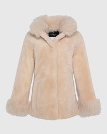 Sheared Select Cashmere Goat Jacket With Select Cashmere Goat Collar And Cuffs | Light Beige