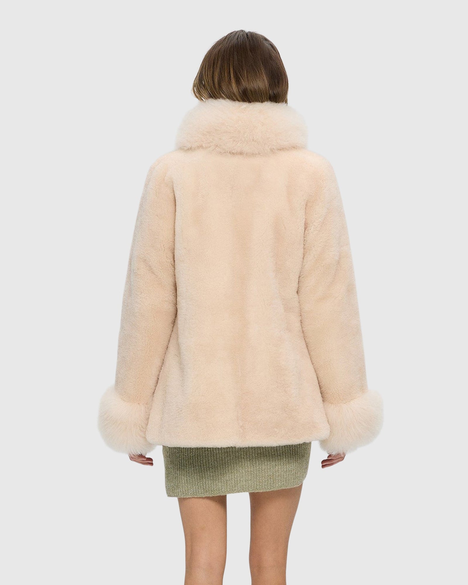 Sheared Select Cashmere Goat Jacket With Select Cashmere Goat Collar And Cuffs | Light Beige