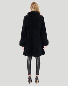 Sheared Select Cashmere Goat Jacket With Select Cashmere Goat Collar & Cuffs | Women | Black