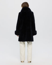 Sheared Select Cashmere Goat Jacket With Select Cashmere Goat Collar & Cuffs | Women | Dark Blue