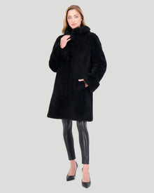 Sheared Select Cashmere Goat Jacket With Select Cashmere Goat Collar & Cuffs | Women | Black