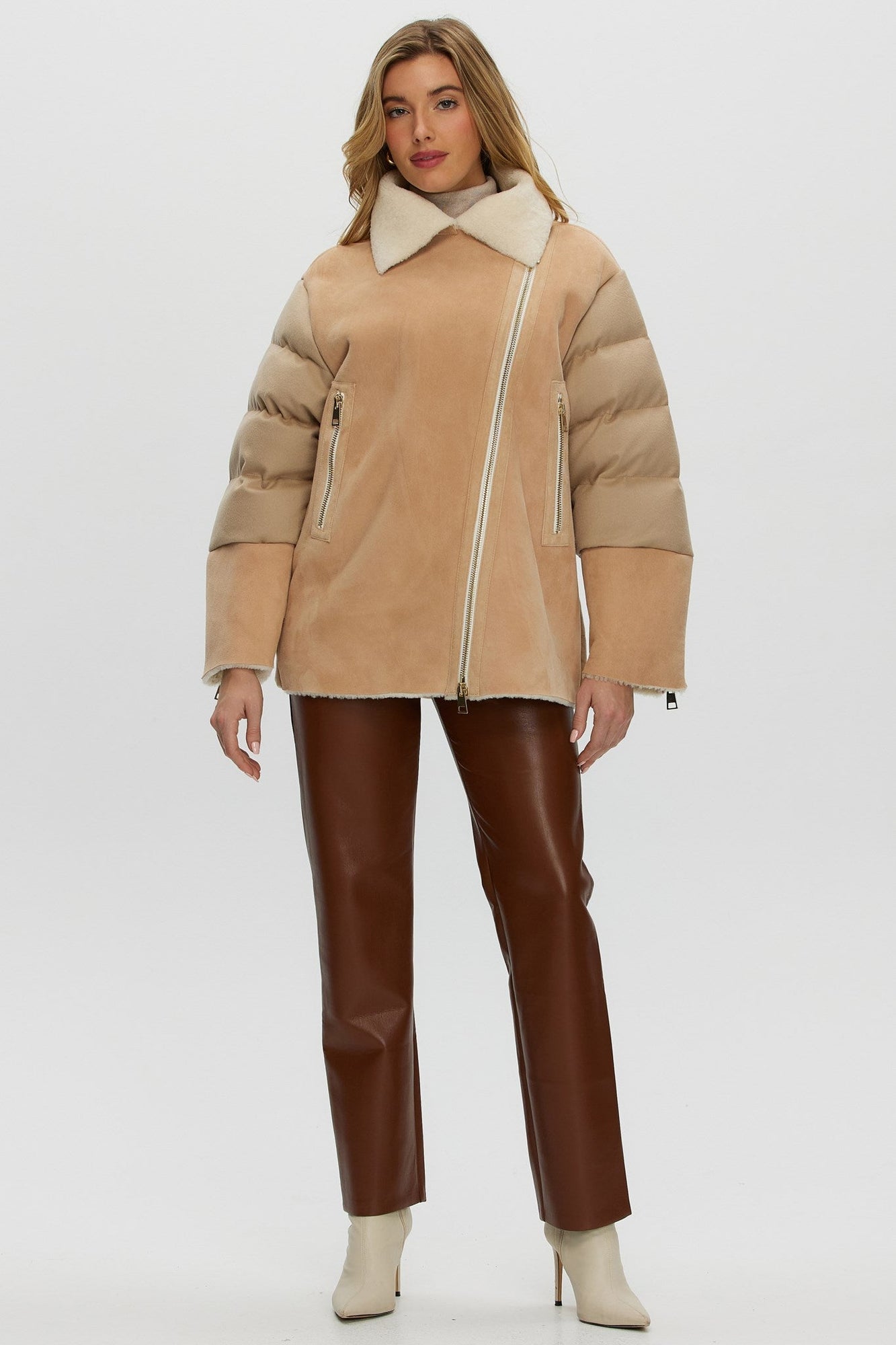 Shearling And Loro Piana Cashmere Quilted Jacket | Women | Blush x Ivory