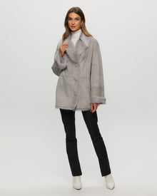 Shearling Lamb Jacket With Toscana Lamb Collar And Cuffs | Women | Light Gray