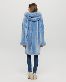 Shearling Lamb Parka With Select Cashmere Goat Trim And Cuffs | Women | Sky Blue