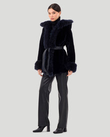 Shearling Lamb Reversible Jacket With Select Select Cashmere Goat Details | Women | Navy x Black