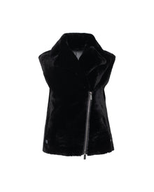 Shearling Lamb Zip Vest | Women | Black