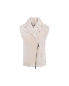 Shearling Lamb Zip Vest | Women | Beige