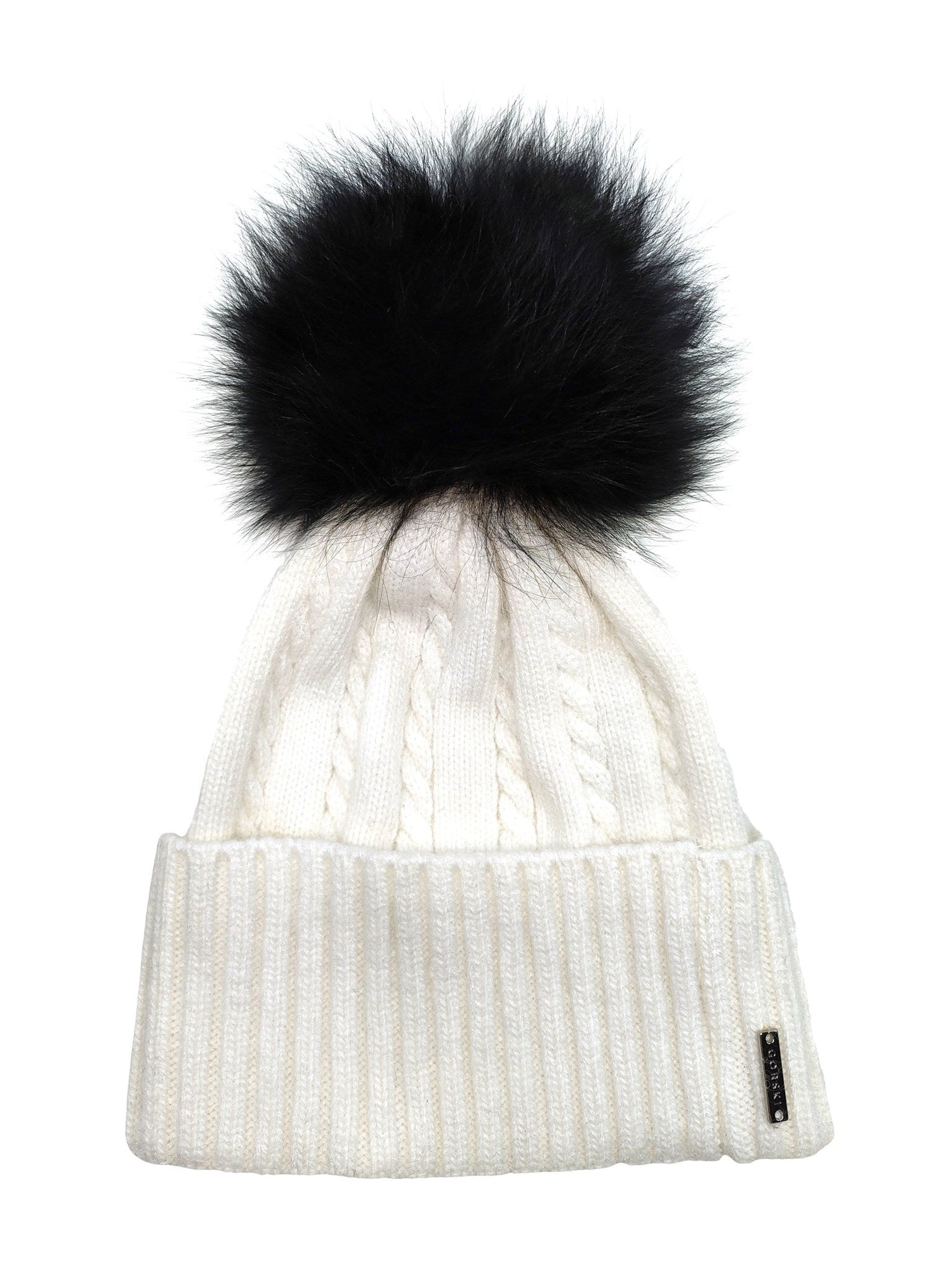 Two-Tone Knit Hat With Select Lamb Pompom | Women | White x Black