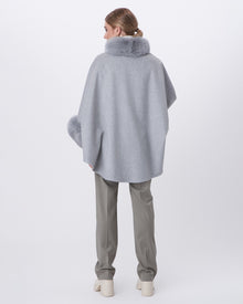 Wool And Cashmere Blend Cape With Fox Collar And Trim | Women | Gray