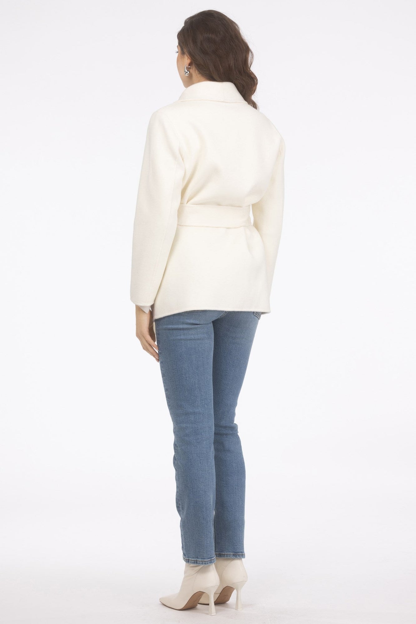 Wool Belted Jacket With Select Lamb Patch Pockets | Women | Ivory