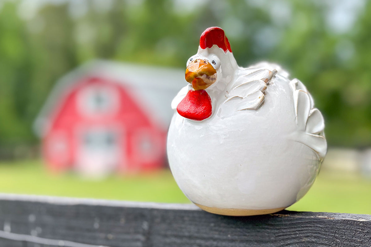 Ceramic Country French Hen | White | Small