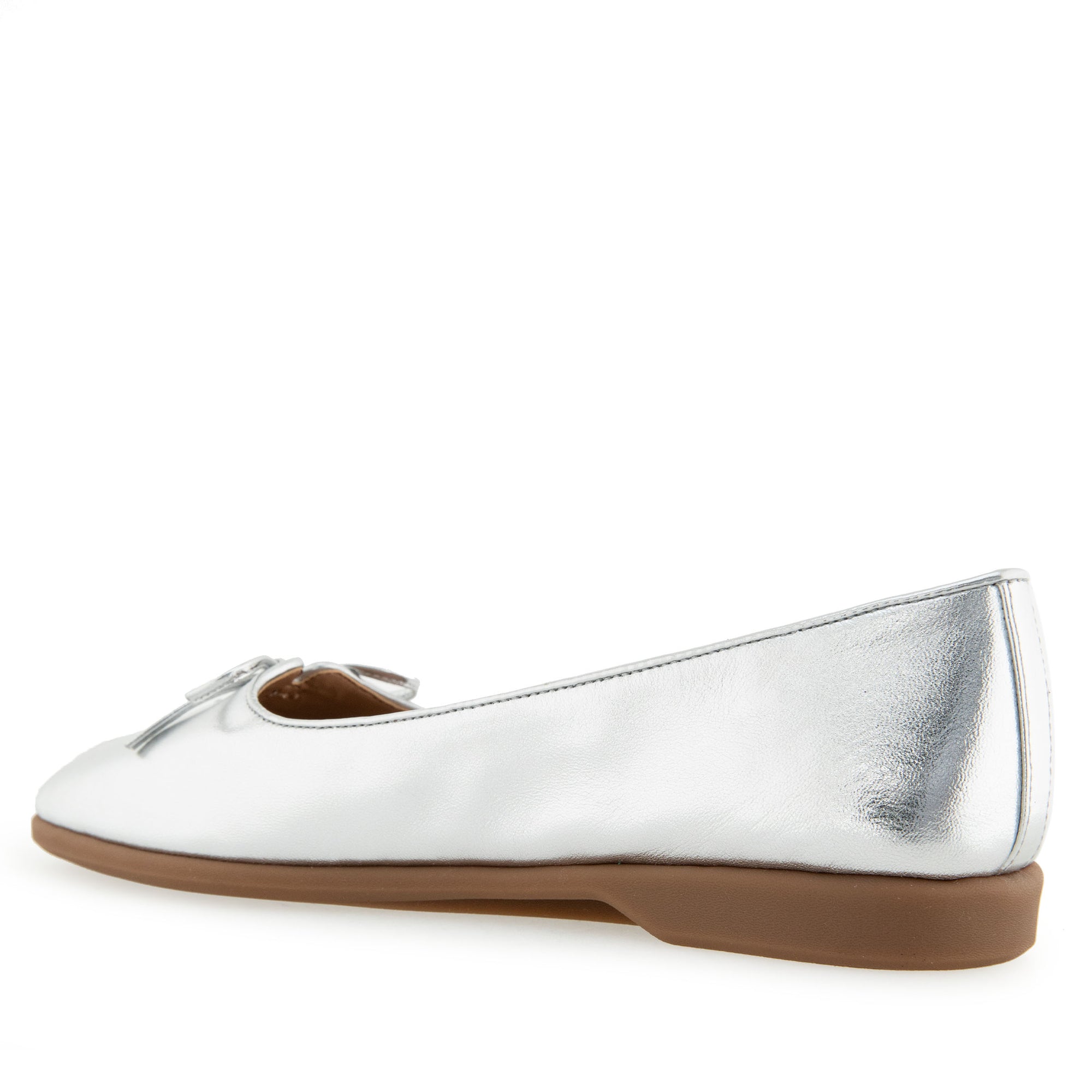 Novia Dress Flat | Silver Metallic Leather