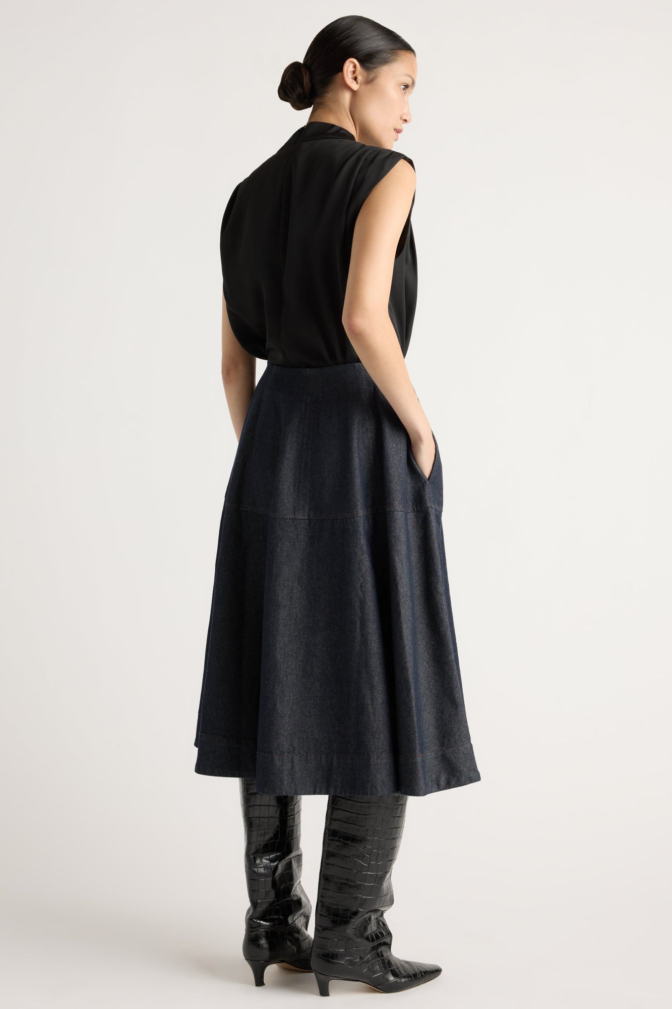 Charlotte | Hyejin A-Line Denim Skirt in Size Small