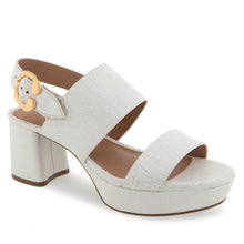 Camera Sandal Platform | White Crackled Leather