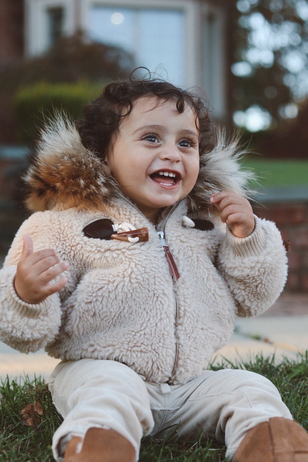 Shearling Camel Bomber Coat - Petite Maison Kids