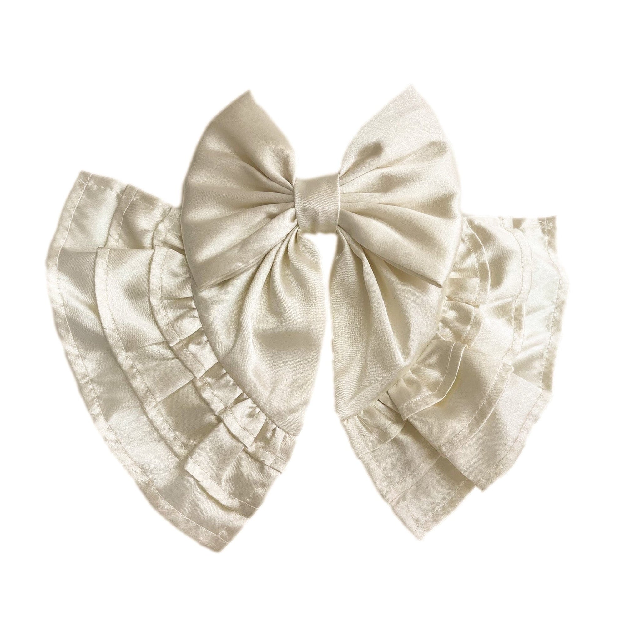 Evangeline Satin Ruffle Hair Bow - Petite Maison Kids