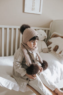 Striped Dusty Beige Angora Hat - Petit Maison Kids