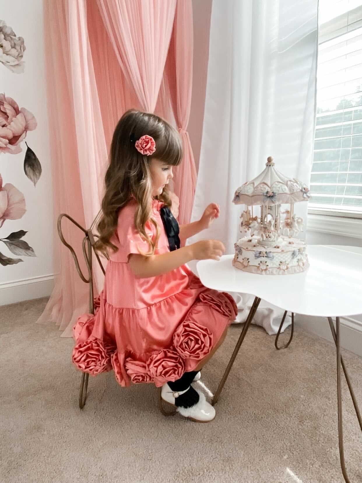 Satin Rose Dress - Petite Maison Kids