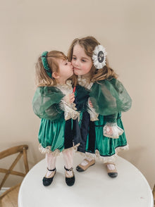 Aurora Royal Green Velour Dress - Petite Maison Kids