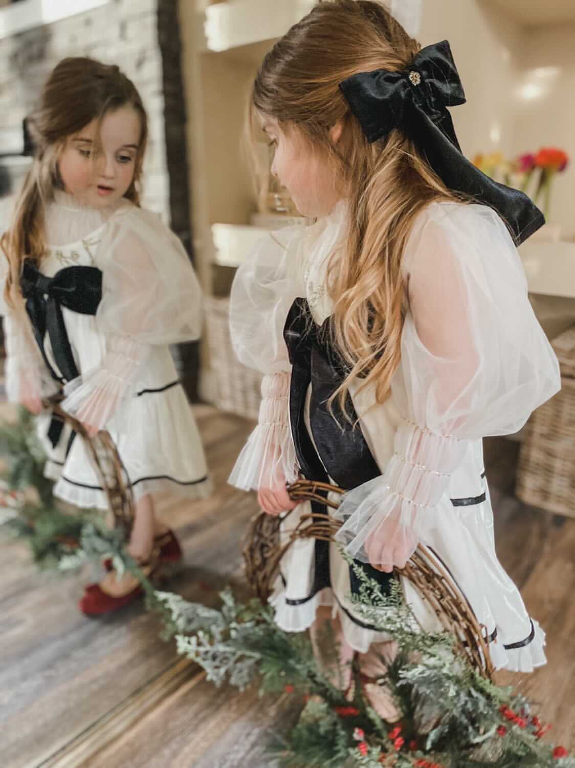 Aurora Ivory Velour Dress - Petite Maison Kids