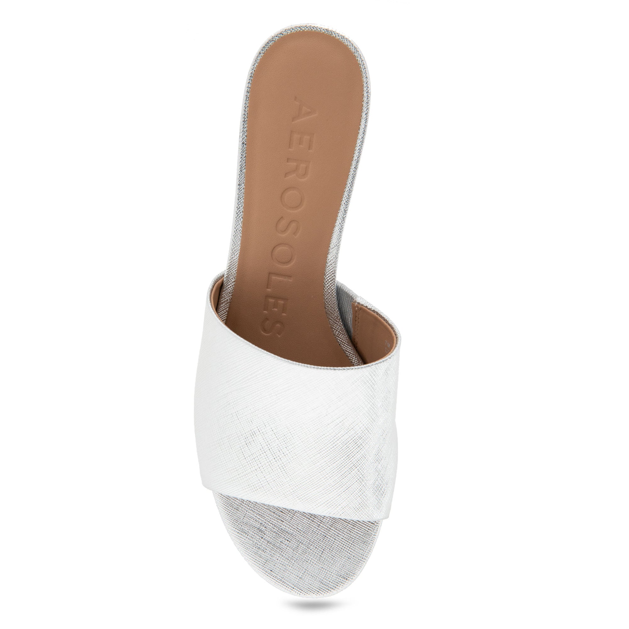 Como Sandal Block Heel | Silver Faux Saffiano