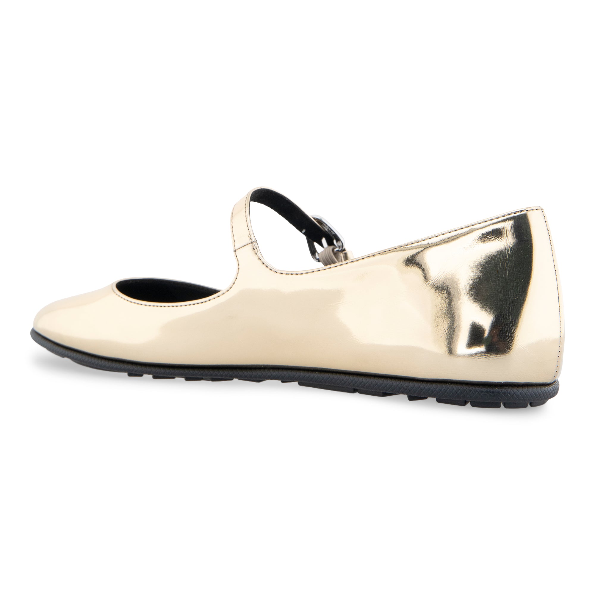 Perry Casual Flat | Gold Mirror Metallic Faux Leather