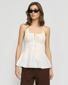 Renee | Jamila Organic Cotton Semi-Sheer Ruched Cami in Size Small