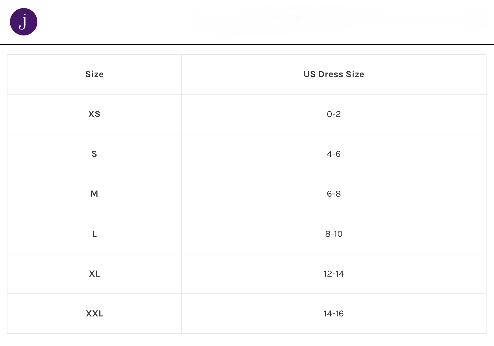 Product size guide