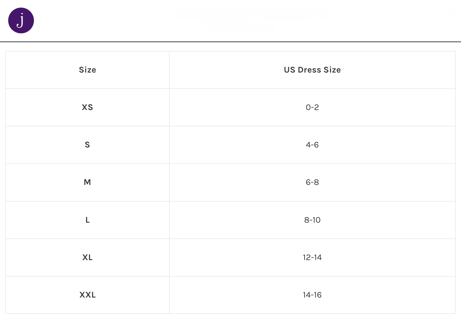 Product size guide